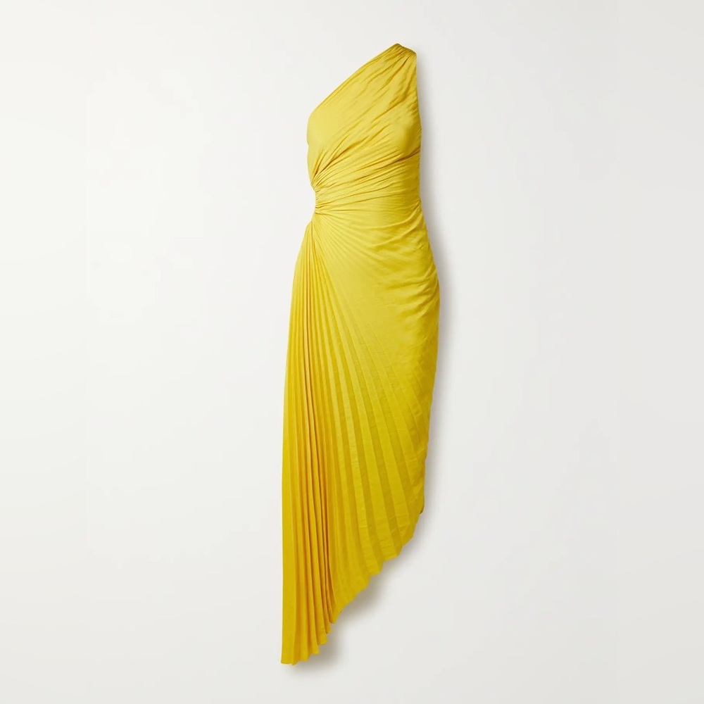 A.L.C.Delfina asymmetric one-shoulder plissé-chiffon midi dress